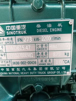 Wd615.47 Двигатель для грузовиков Sinotruk HOWO 3 месяца Послепродажное обслуживание и гарантия